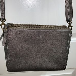 Lo & Sons Pearl Graphite Saffiano Leather Crossbody